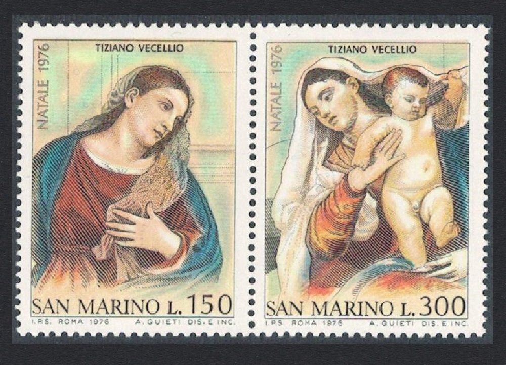 San Marino Christmas Titian Paintings 2v 1976 MNH SG#1066-1067