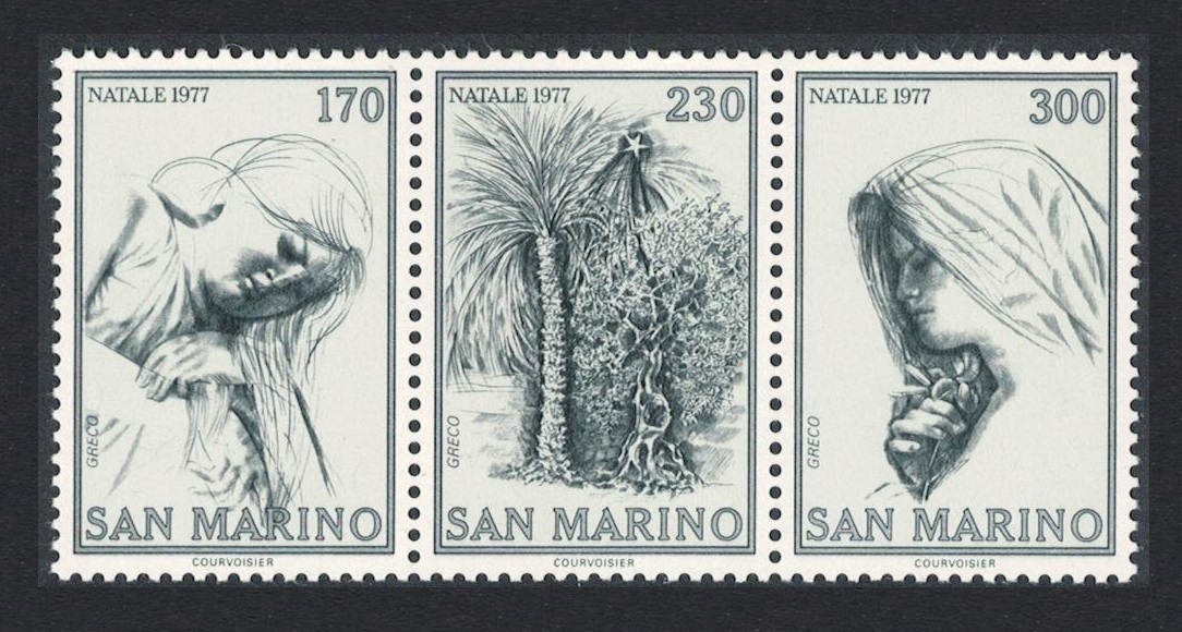 San Marino Christmas 3v Strip 1977 MNH SG#1085-1087