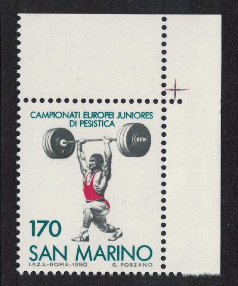 San Marino European Junior Weightlifting Championship Corner 1980 MNH SG#1152