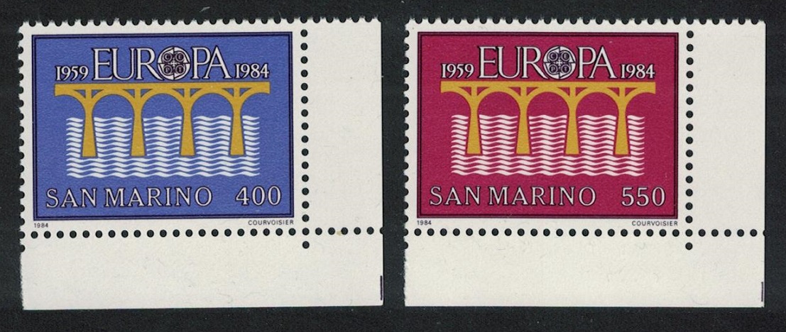 San Marino Europa 25th Anniversary of CEPT 2v Corners 1984 MNH SG#1224-1225