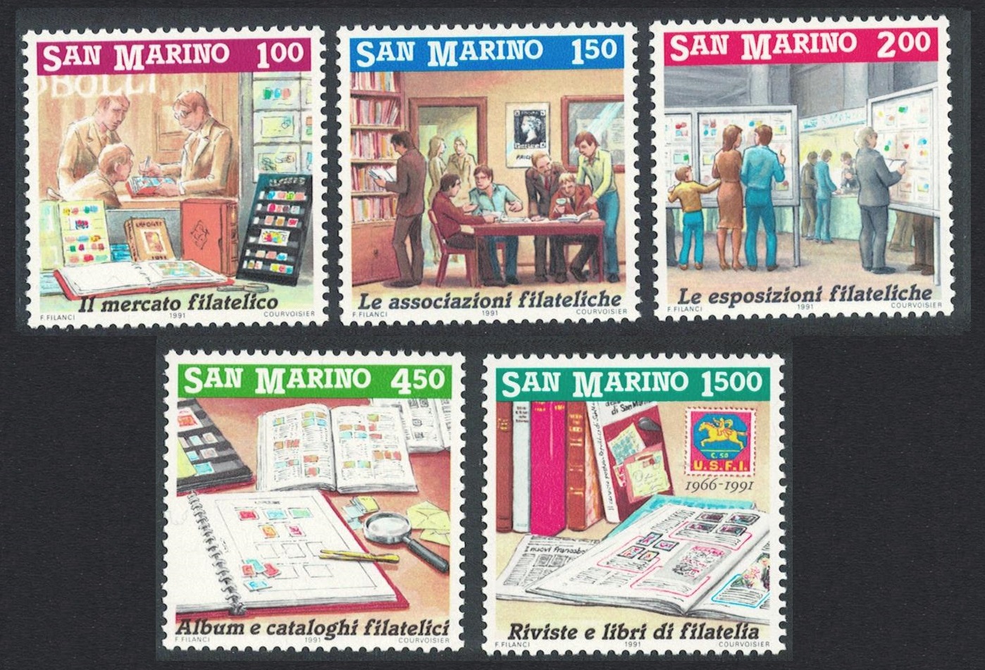 San Marino World of Stamps 3rd series 5v 1991 MNH SG#1393-1397