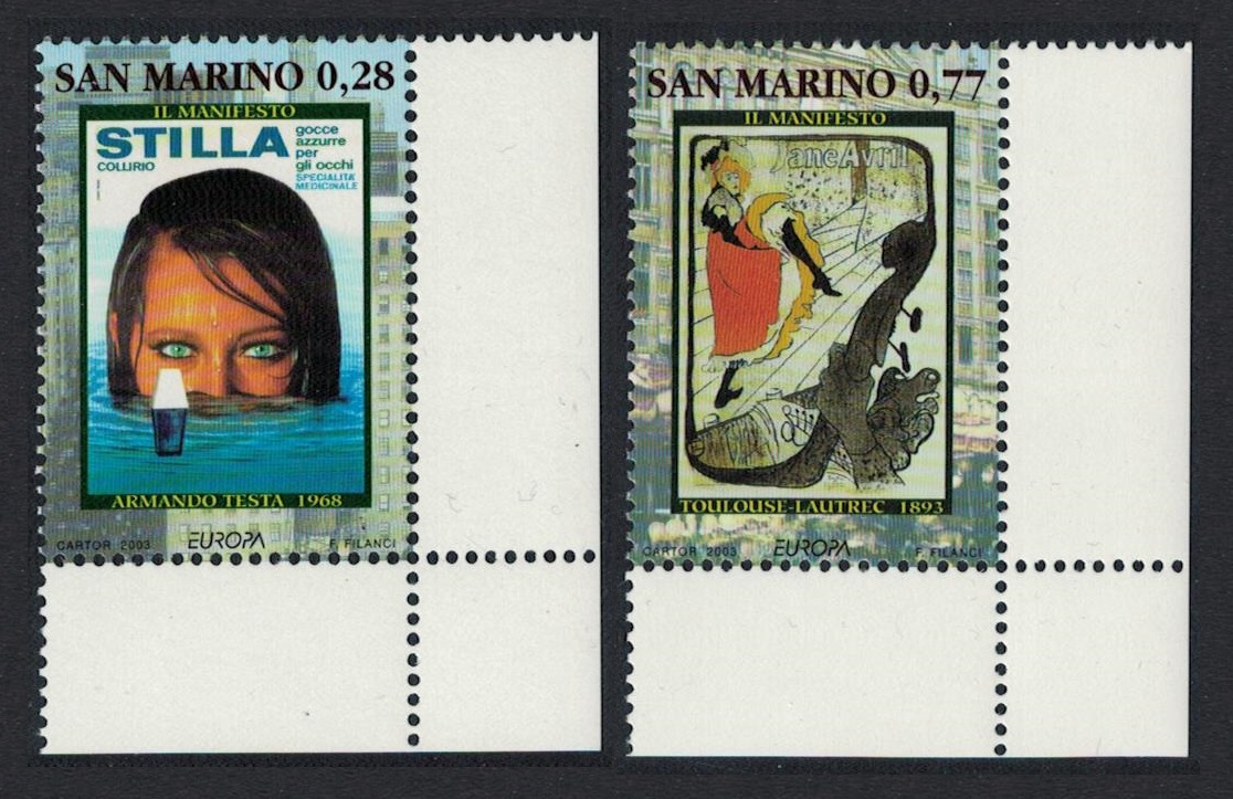 San Marino Europa Poster Art 2v SE Corners 2003 MNH SG#1941-1942