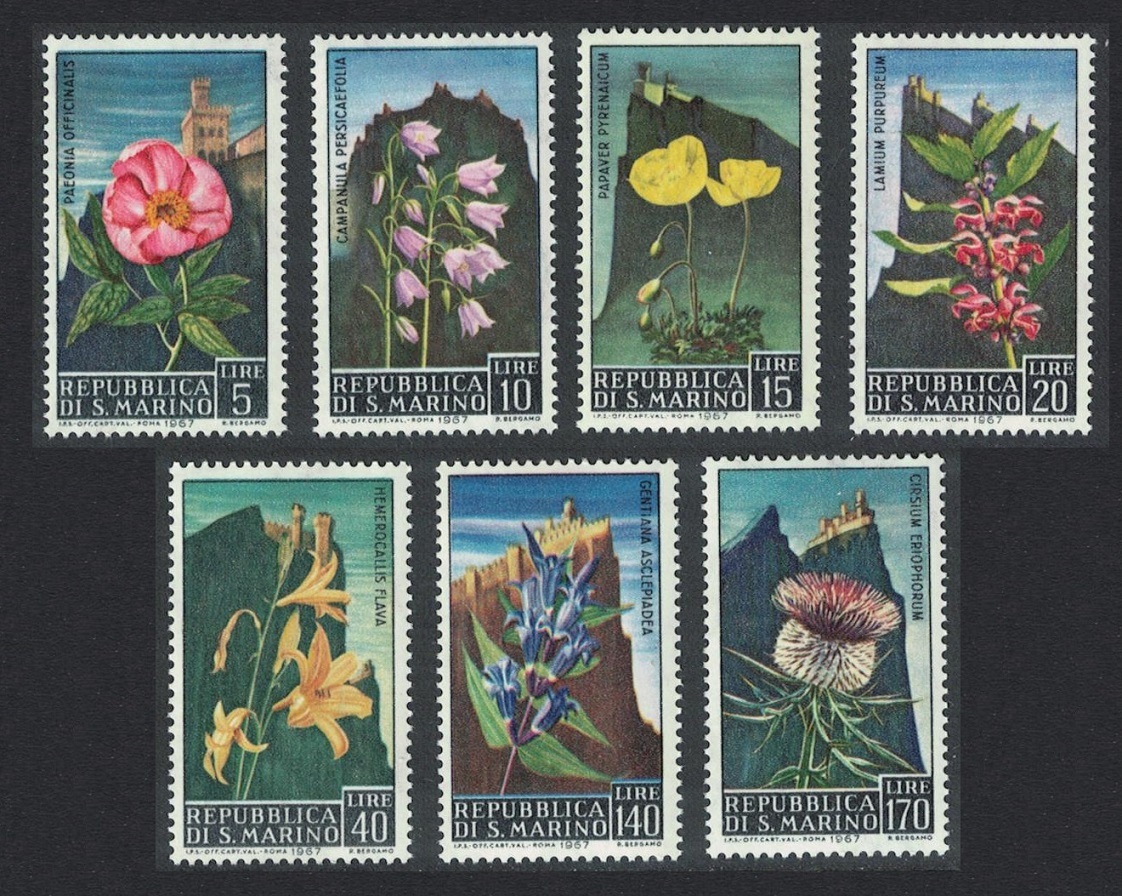 San Marino Flowers 7v 1967 MNH SG#815-821 Sc#654-660