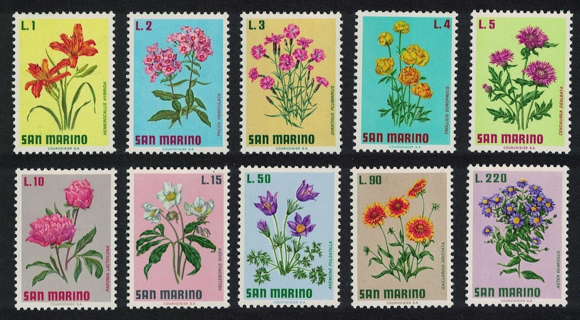 San Marino Flowers 10v 1971 MNH SG#919-928