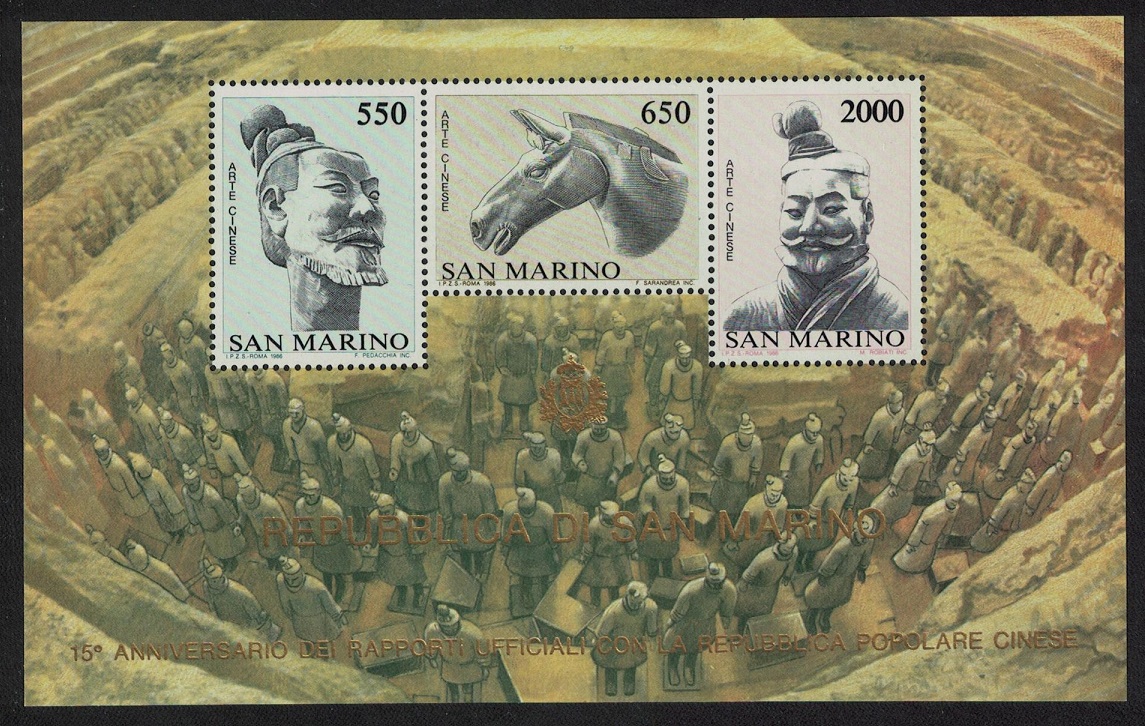 San Marino Terracotta Figures from Qin Shi Huang&#39;s Tomb MS 1986 MNH SG#MS1274