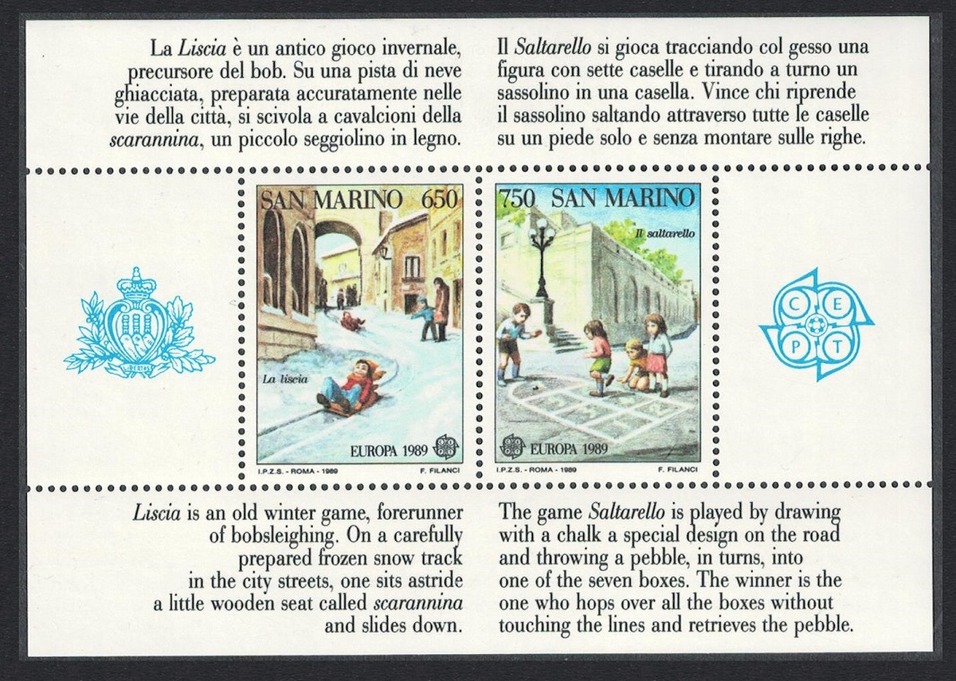 San Marino Europa Children&#39;s Games MS 1989 MNH SG#MS1339 MI#Block 12