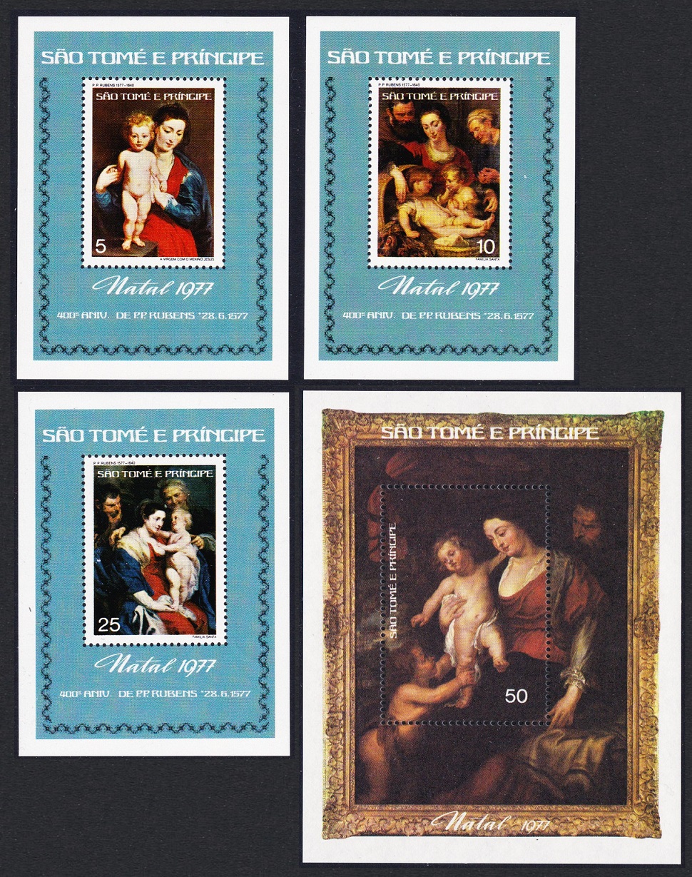 Sao Tome and Principe Rubens Paintings 4 MSs 1977 MNH MI#Block 4-7 Sc#469-472