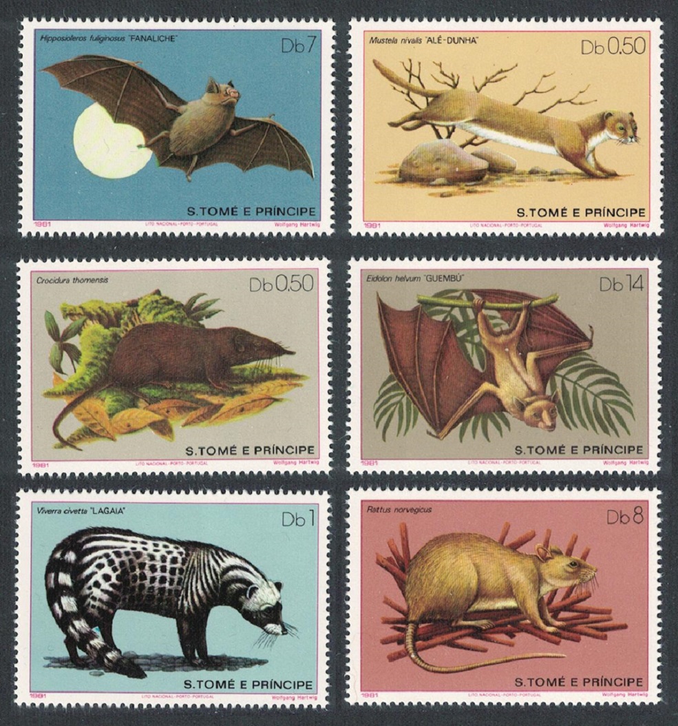 Sao Tome and Principe Wild animals Mammals 6v 1981 MNH Sc#598-603