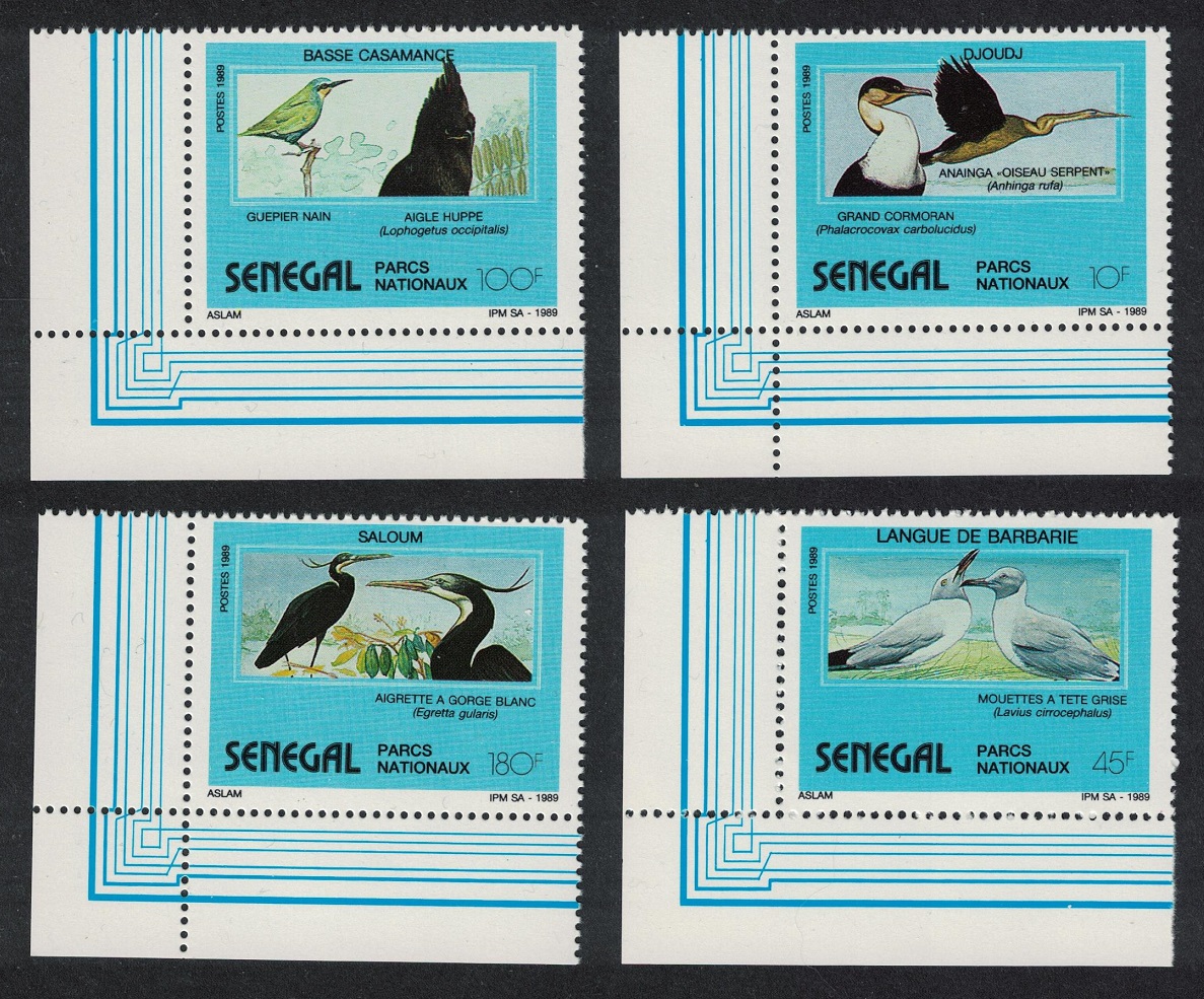 Senegal Eagle Cormorant Darter Heron Birds 4v Corners 1989 MNH SG#1024-1027 MI#1051-1054