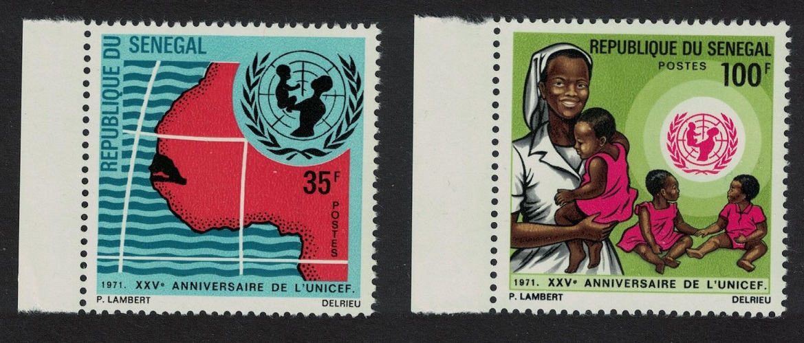 Senegal 25th Anniversary of UNICEF 2v Margins 1971 MNH SG#474-475