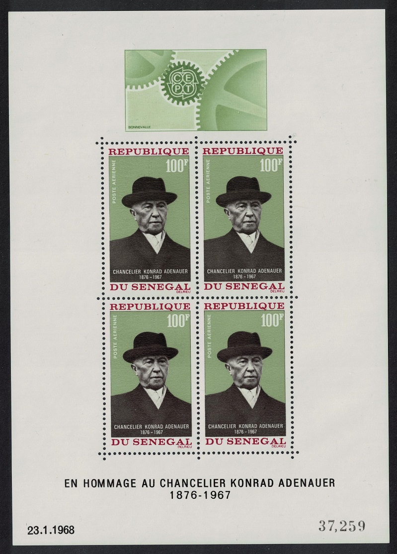 Senegal Chancellor Adenauer MS 1968 MNH SG#MS369