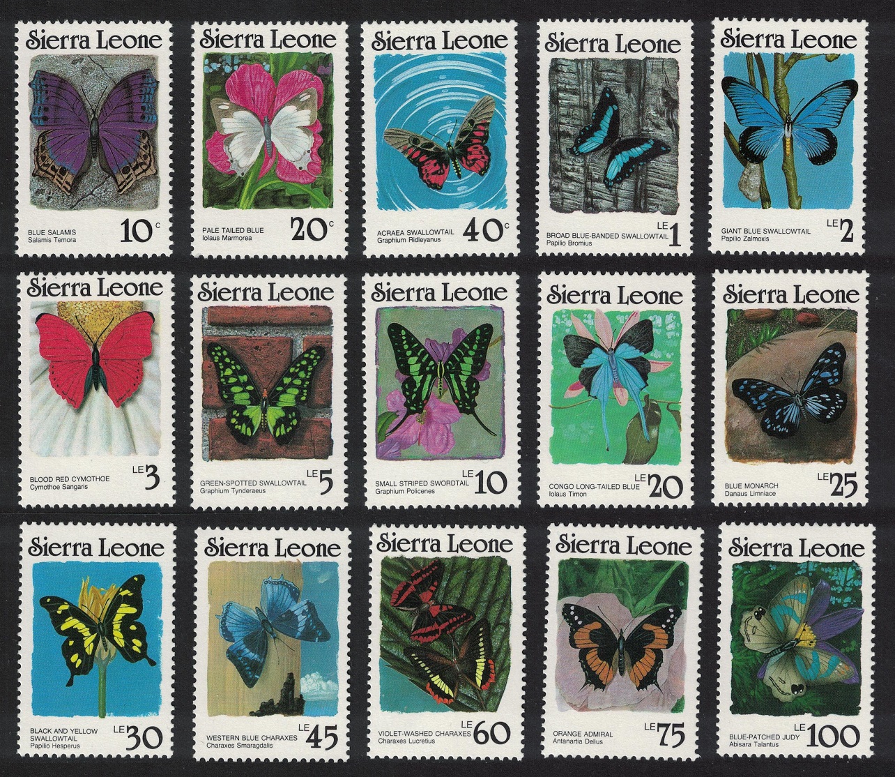 Sierra Leone Butterflies 15v perf 12 Without imprint MNH SG#1028Ac-1042Ac