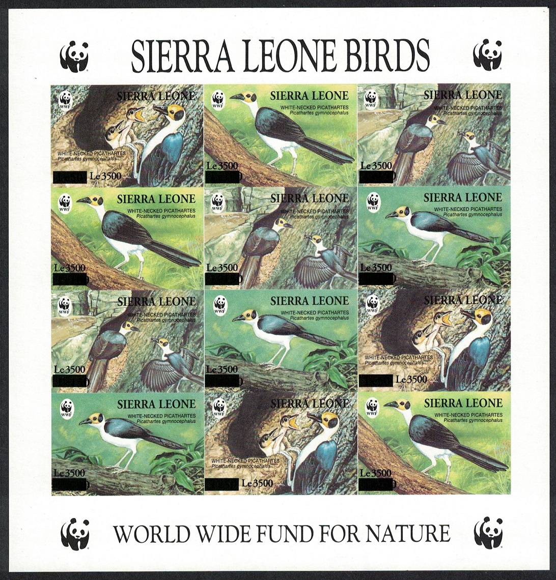 Sierra Leone Birds WWF Picathartes Imperf Sheetlet OVERPRINT RARR 1994 MNH SG#4575-4578