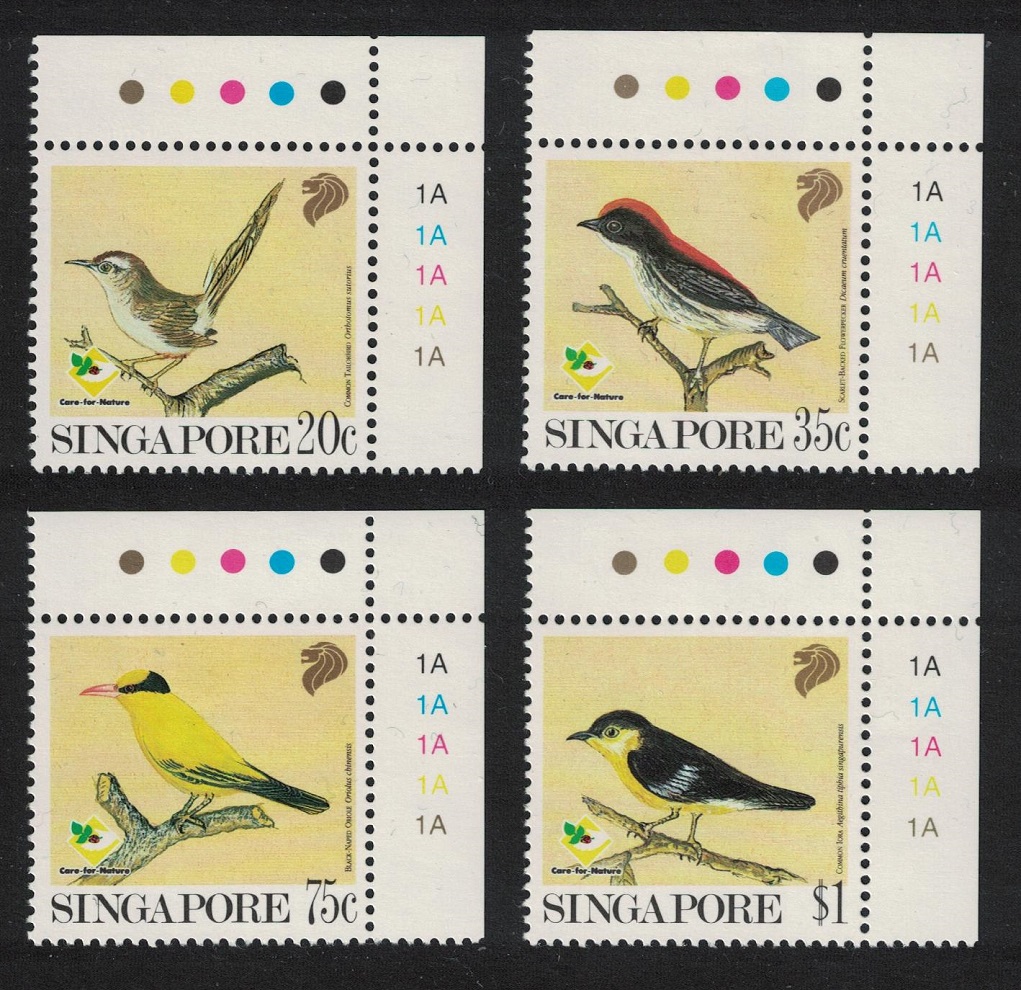 Singapore Oriole Tailorbird Iora Garden Birds 4v Corners 1991 MNH SG#663-666