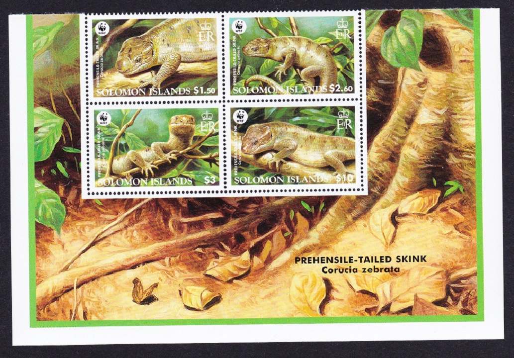 Solomon Islands WWF Prehensile-tailed Skink Bottom Block of 4 2005 MNH SG#1162-1165 MI#1282-1285 Sc#1035-1038