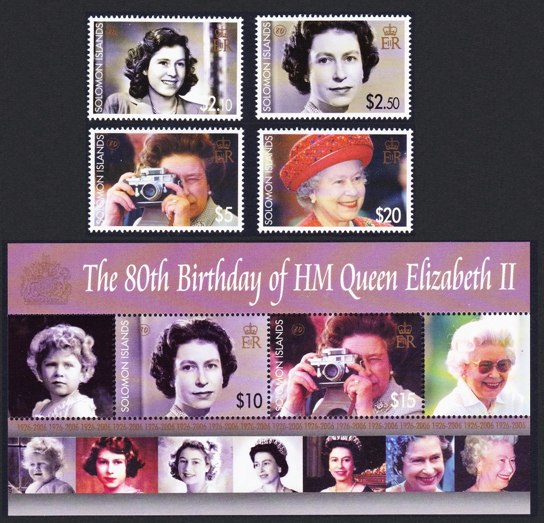 Solomon Islands 80th Birthday of HM Queen Elizabeth II 4v+MS 2006 MNH SG#1166-MS1170