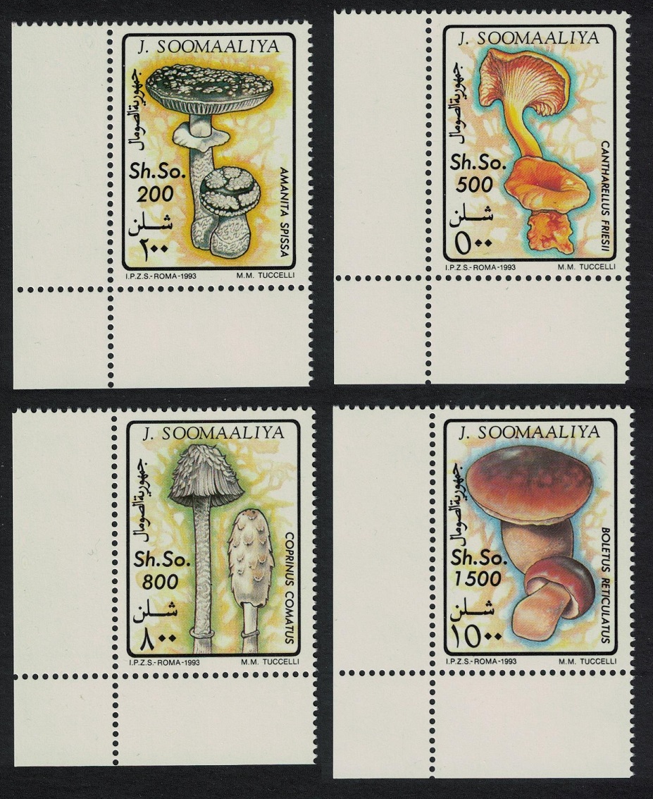 Somalia Fungi Mushrooms 4v Corners 1993 MNH MI#468-471