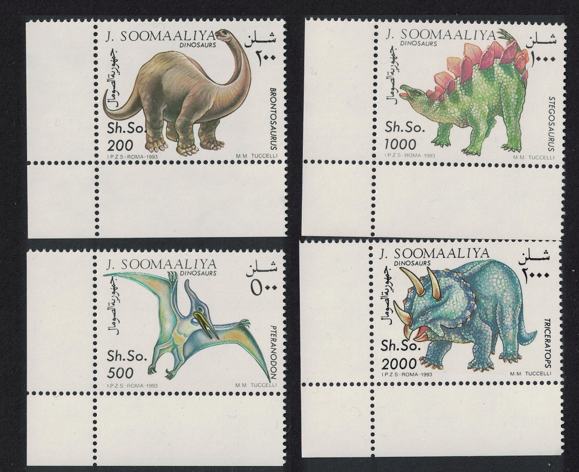 Somalia Dinosaurs Prehistoric Animals 4v Corners 1993 MNH MI#480-483