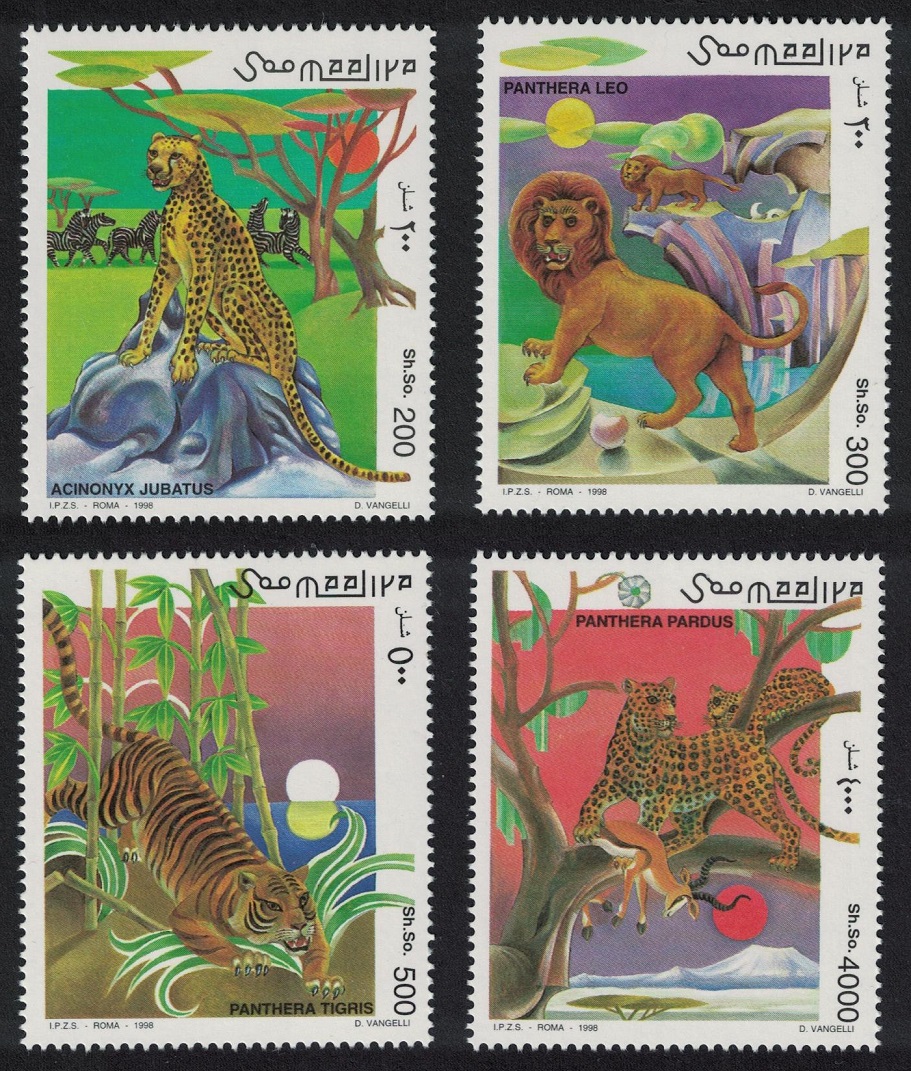 Somalia Tiger Lion Cheetah Big Cats 4v 1998 MNH MI#696-699