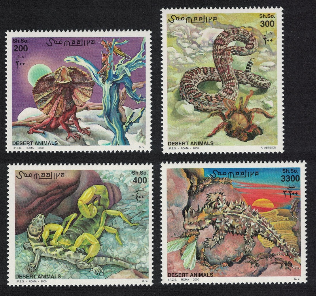 Somalia Snake Scorpion Lizard Desert Wildlife 2000 MNH MI#823-826