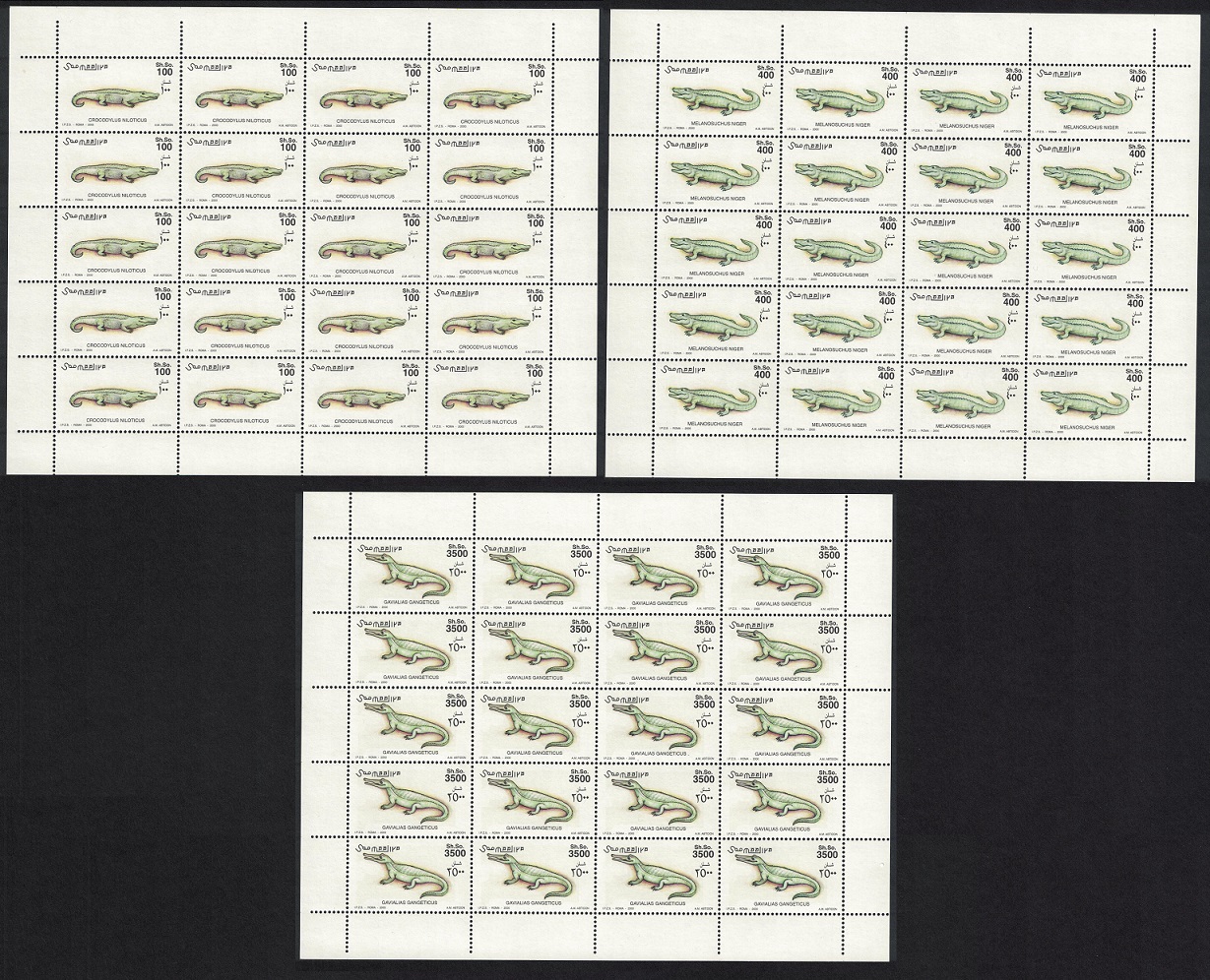 Somalia Crocodiles Sheets 2000 MNH MI#839-841