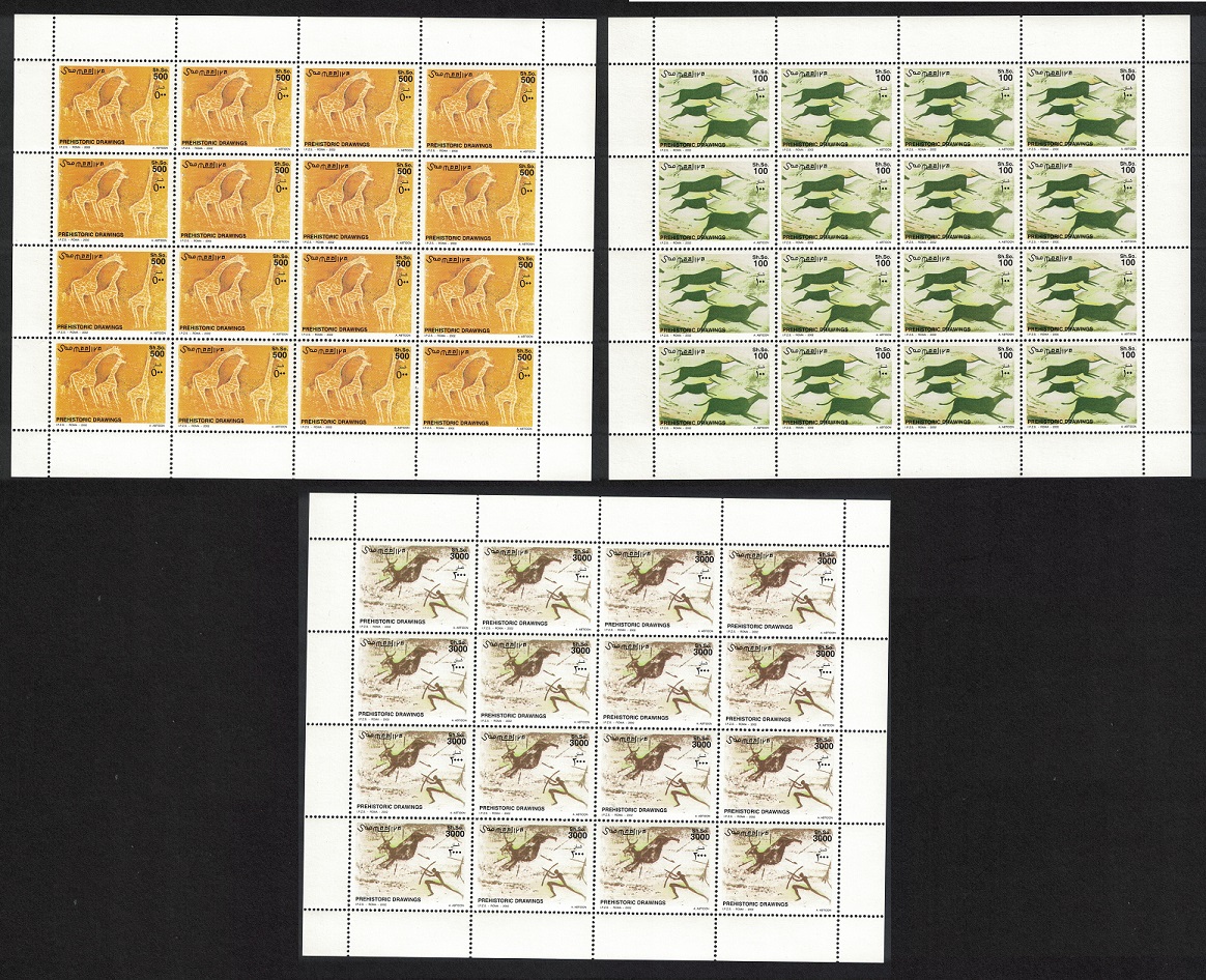 Somalia Prehistoric Rock Paintings Sheets 2002 MNH MI#946-948