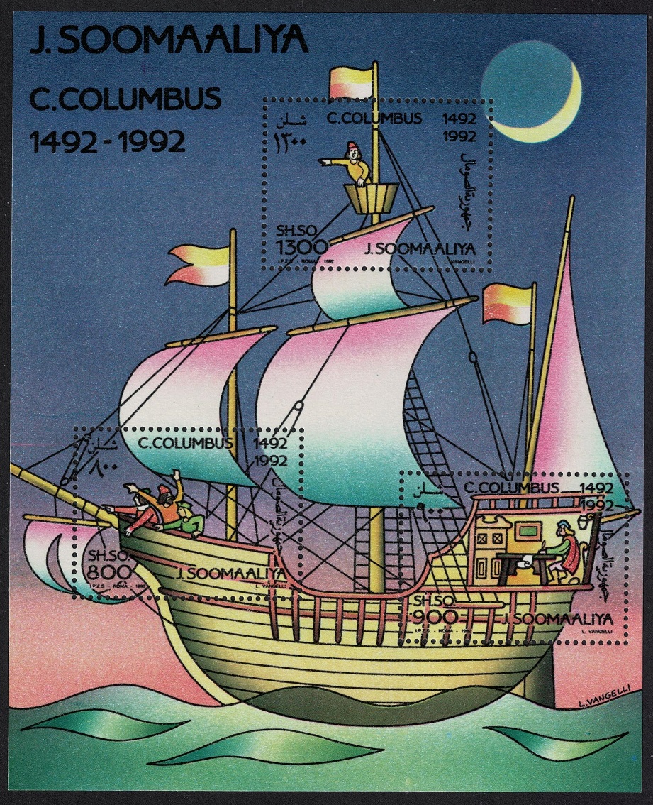 Somalia Columbus Ship Discovery of America MS 1992 MNH MI#Block27A