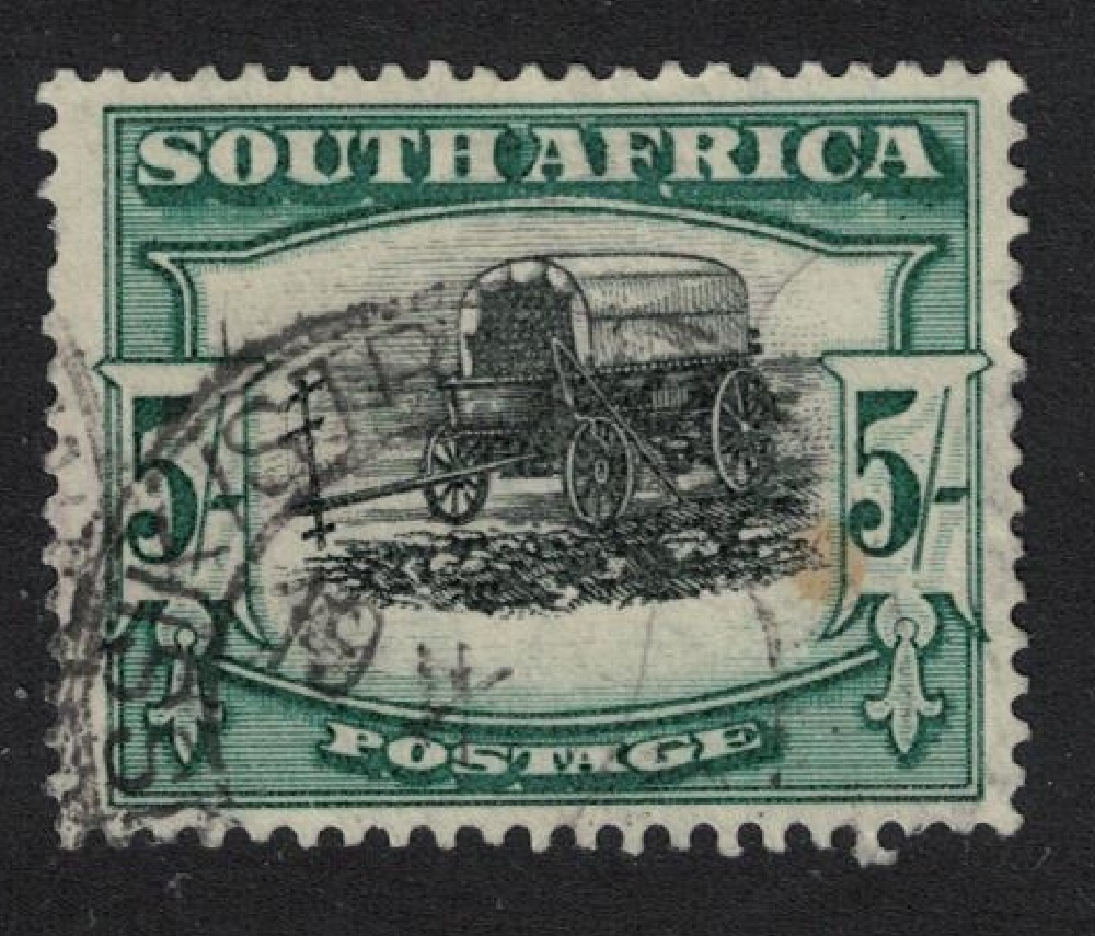 South Africa Ox-wagon outspanned 5Sh 1927 Canc SG#38