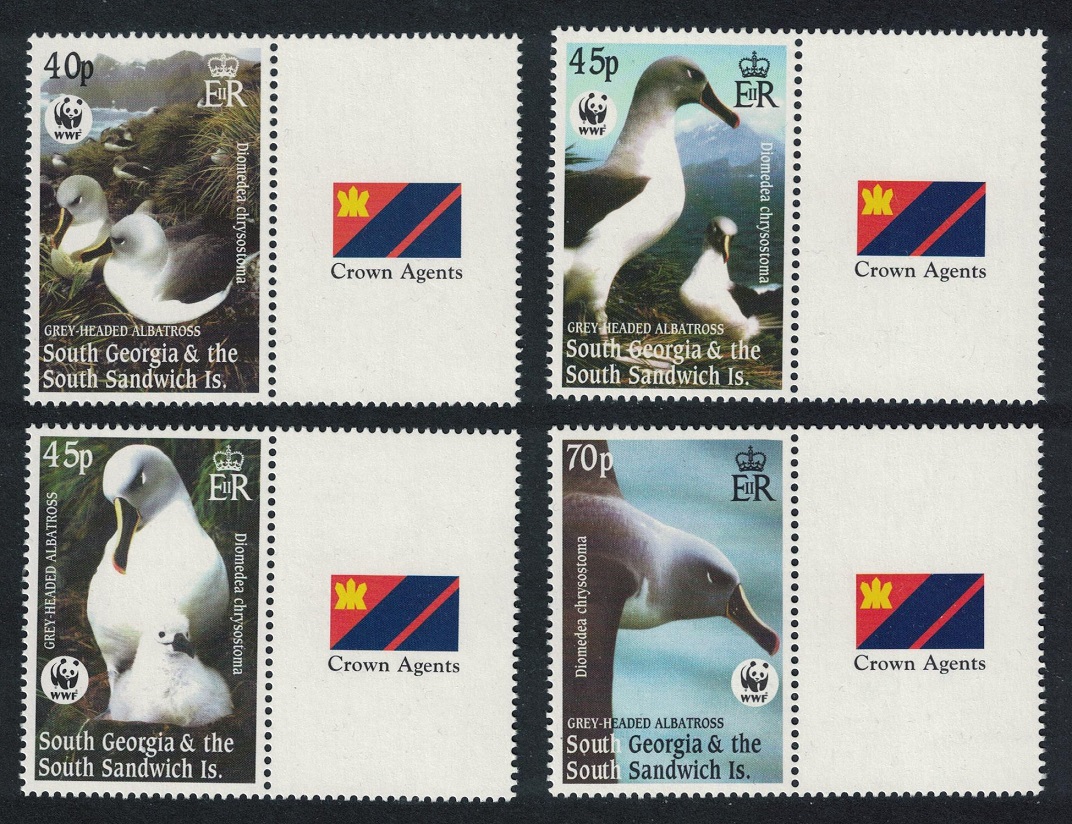 South Georgia Birds WWF Grey-headed Albatross 4v CA Label 2003 MNH SG#353-356 MI#357-360 Sc#290-293