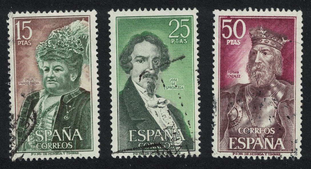 Spain King Writers Spanish Celebrities 3v 1972 Canc SG#2129-2131