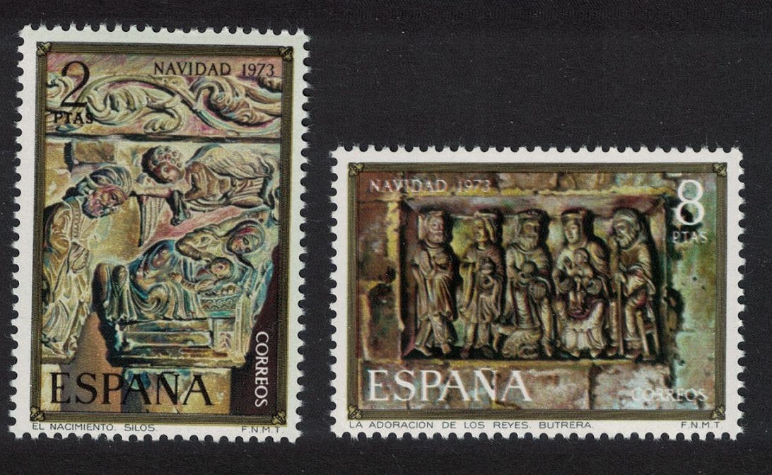 Spain Christmas Pillar Bas-relief 2v 1973 MNH SG#2220-2221