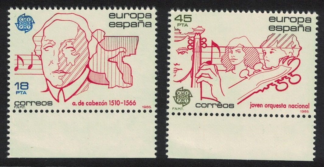 Spain Music Europa 2v Margins 1985 MNH SG#2800-2801