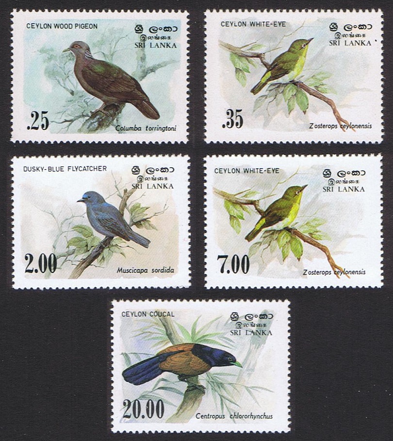 Sri Lanka Pigeon White-eye Flycatcher Coucal Birds 5v 1983 MNH SG#827-830 MI#640-643+840 Sc#691-694+877