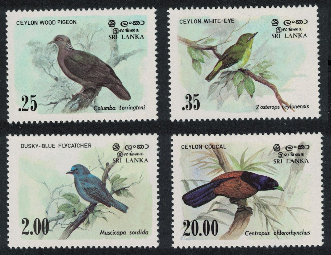 Sri Lanka Pigeon White-eye Flycatcher Coucal Birds 4v 1983 MNH SG#827-830 MI#640-643 Sc#691-694+877