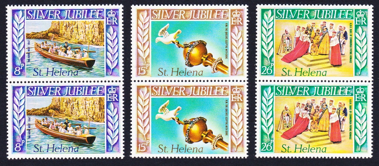 Saint Helena Silver Jubilee 3v in vertical pairs 1977 MNH SG#332-334 Sc#311-313