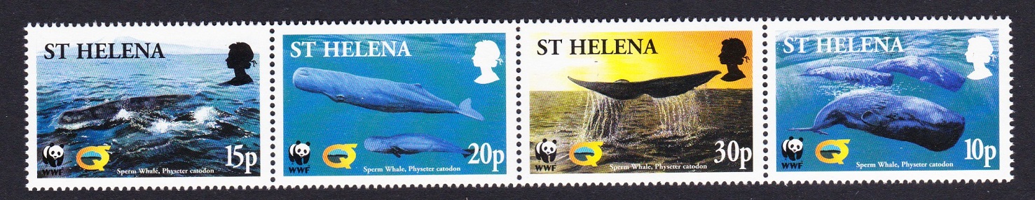 Saint Helena WWF Sperm Whale Strip of 4v 2002 MNH SG#872-875 MI#852-855 Sc#813-816