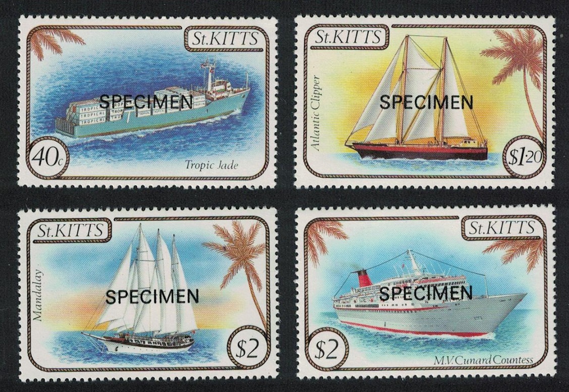 Saint Kitts Ships 4v Specimen 1985 MNH SG#173-176