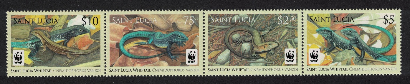 Saint Lucia WWF Whiptail Strip of 4v 2008 MNH SG#1370-1373 MI#1275-1278 Sc#1251-1254