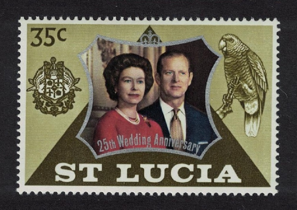 Saint Lucia Amazon Bird Royal Silver Wedding 35c 1972 MNH SG#344