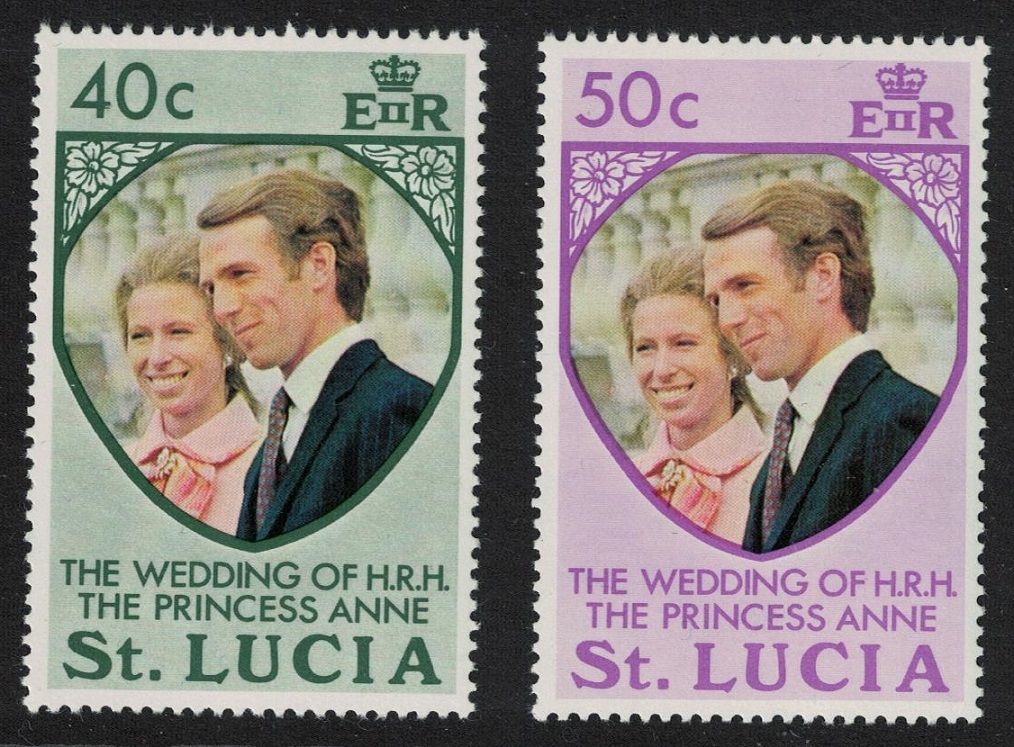 Saint Lucia Royal Wedding Princess Anne 2v 1973 MNH SG#365-366