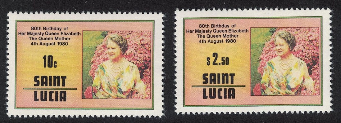 Saint Lucia 80th Birthday of The Queen Mother 2v 1980 MNH SG#534-535