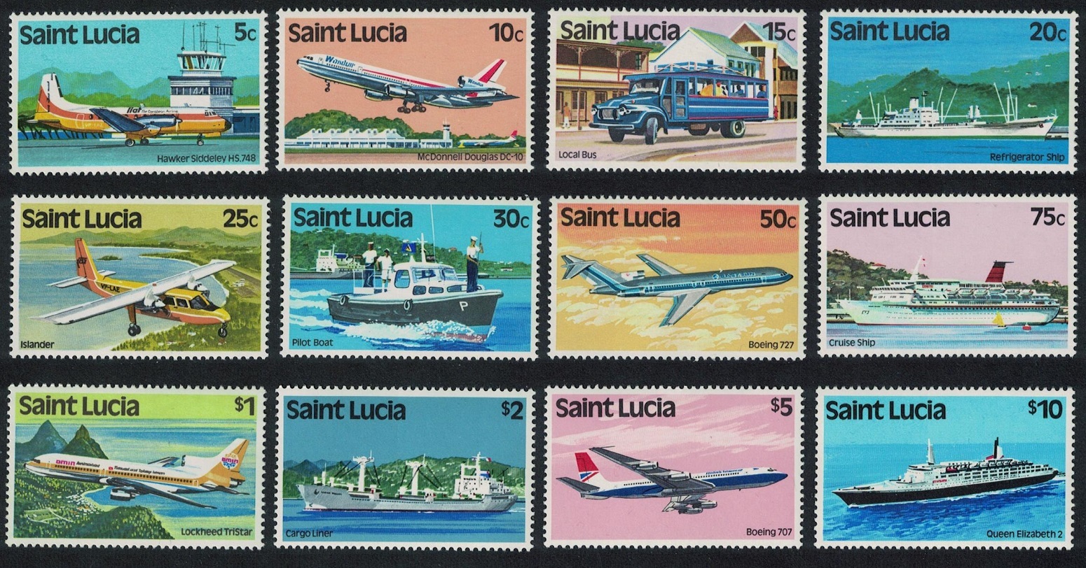 Saint Lucia Transport Aircraft Ships Cars 12v 1980 MNH SG#537-548 MI#502-513