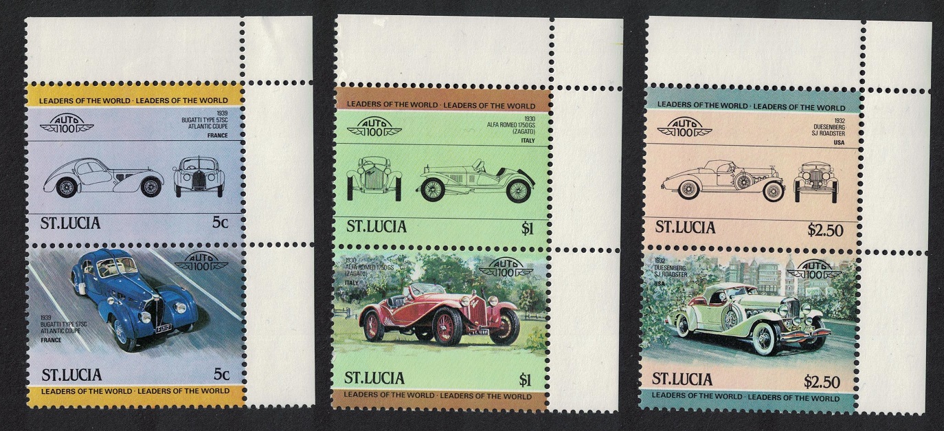 Saint Lucia Automobiles 6v Corners 1984 MNH SG#703=710 MI#652=659 Sc#653=656