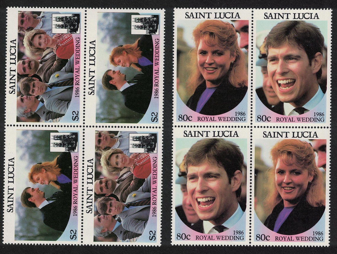 Saint Lucia Prince Andrew Royal Wedding Blocks of 4 1986 MNH SG#890-893