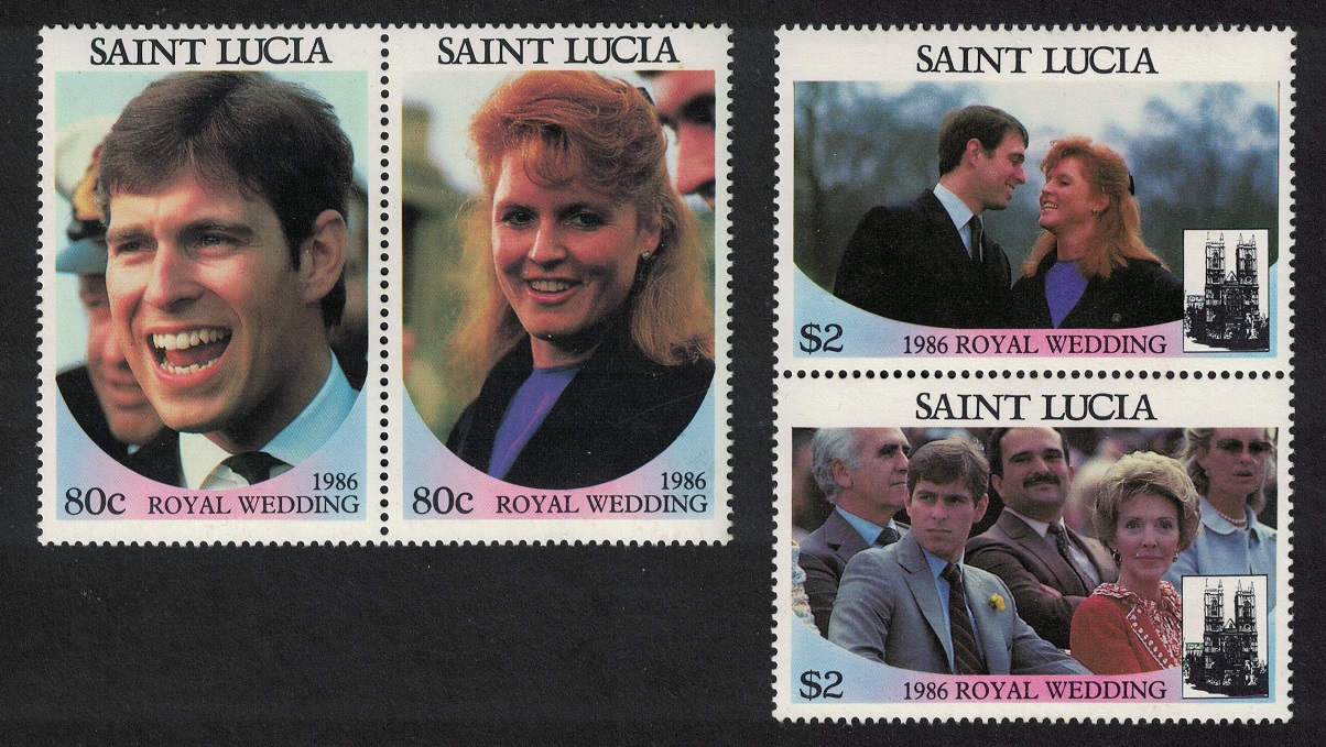 Saint Lucia Prince Andrew Royal Wedding 4v Pairs 1986 MNH SG#890-893