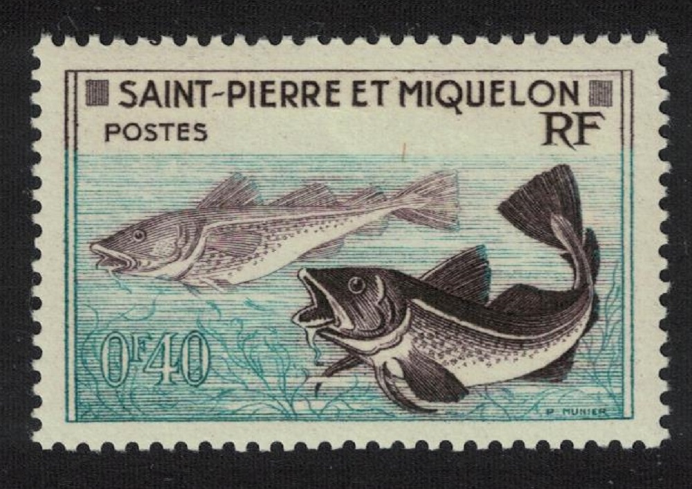 Saint Pierre and Miquelon Codfish Fish 0.40Fr 1955 MH SG#400