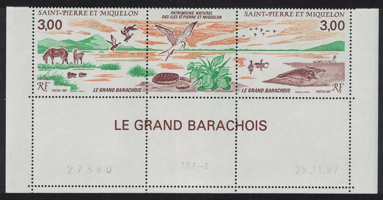 Saint Pierre and Miquelon Horses Ducks Gulls Geese Birds 2v Bottom Strip 1987 MNH SG#596-597