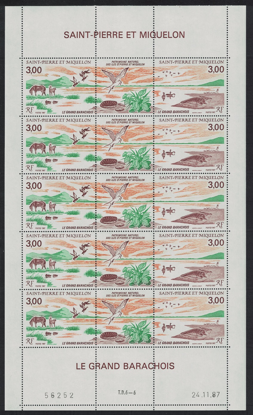 Saint Pierre and Miquelon Horses Ducks Gulls Geese Birds 2v Full Sheet 1987 MNH SG#596-597