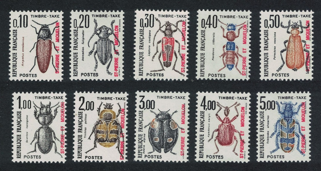 Saint Pierre and Miquelon Beetles Insects Postage Due 10v 1986 MNH SG#D569-D578