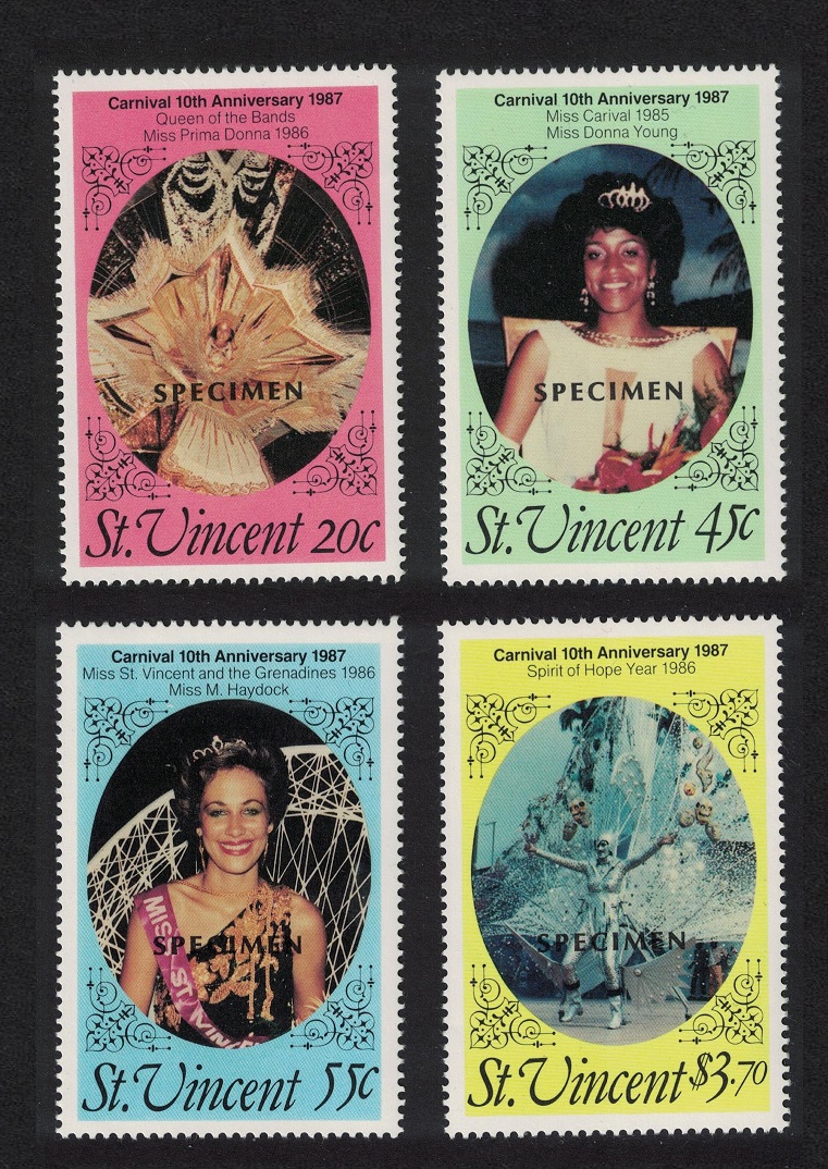 Saint Vincent Tenth Anniversary of Carnival 4v Specimen 1987 MNH SG#1066-1069 Sc#1001-1004